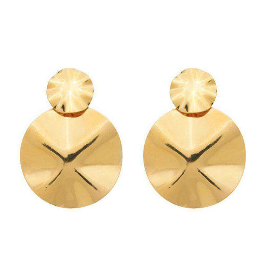 Brinco dourado orgânico dois círculos amassados Cercles Organiques Simplicité