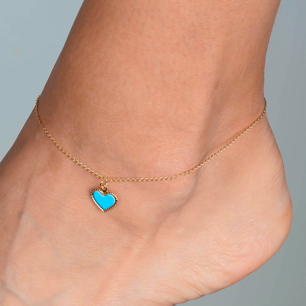 Tornozeleira dourada Cheville Bleue Simplicité em detalhe