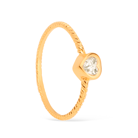 Anel dourado Bague Solitaire Cœur Simplicité
