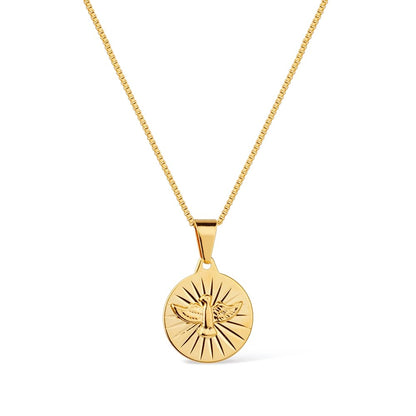 Colar dourado medalha do Espírito Santo Médaille Sacrée Simplicité