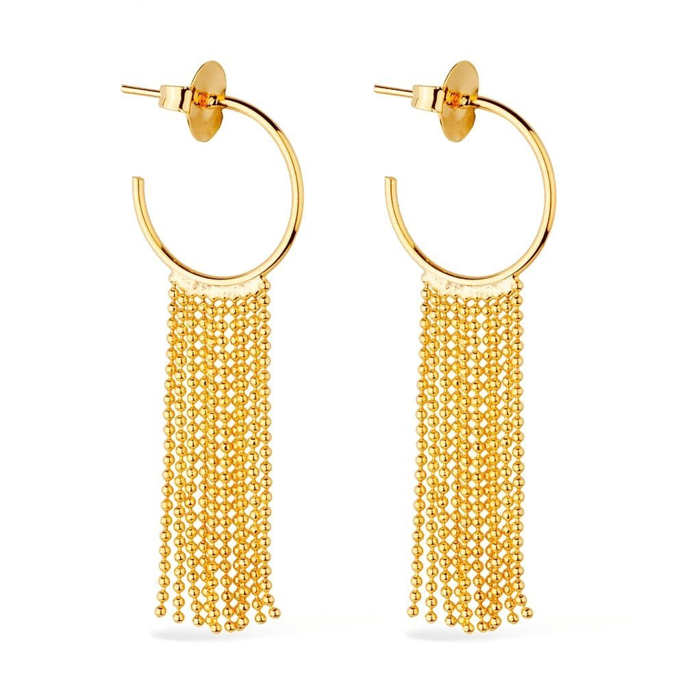 Brinco dourado argola com franja Frange Dorée Simplicité