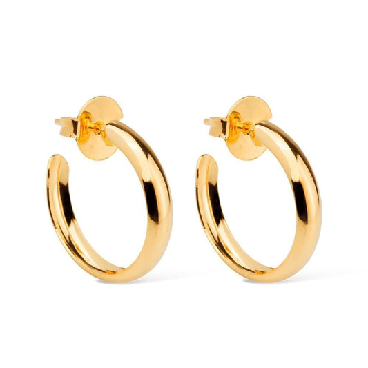 Brinco dourado argola média lisa Cercle Doux Simplicité