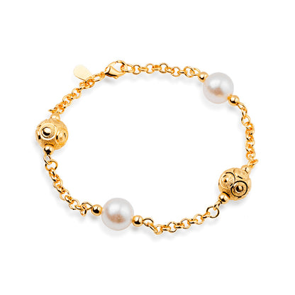 Pulseira dourada Maille Perlée Simplicité