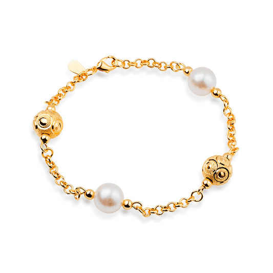 Pulseira dourada Maille Perlée Simplicité