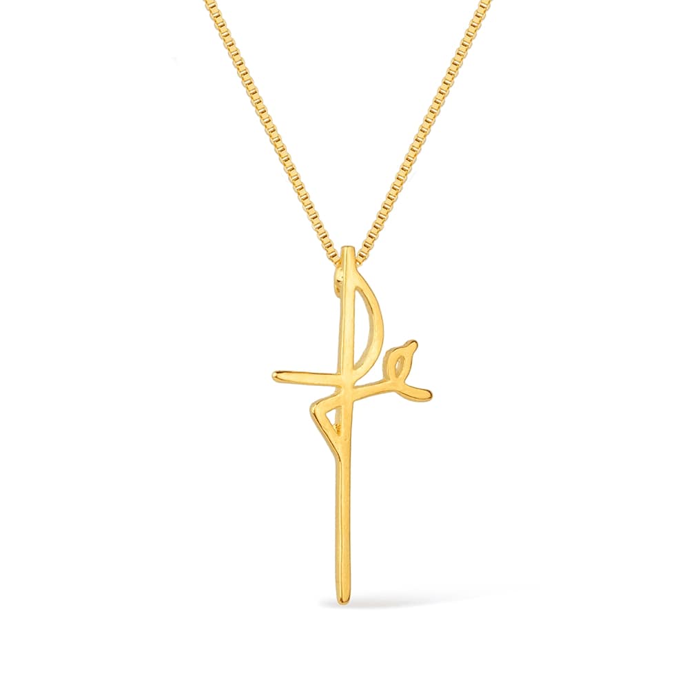 Colar dourado cruz fé Croix d'Espérance Simplicité