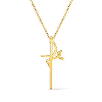 Colar dourado cruz fé Croix d'Espérance Simplicité