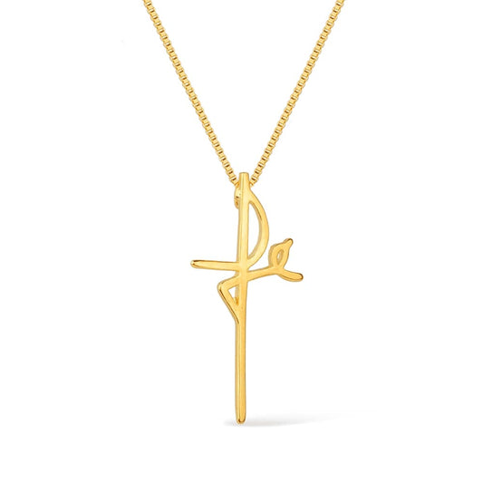 Colar dourado cruz fé Croix d'Espérance Simplicité