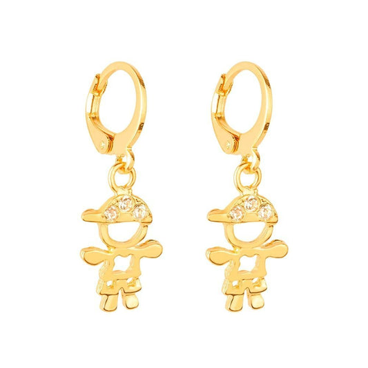 Brinco dourado argolinha alongada com zircônia Petit Trésor Simplicité