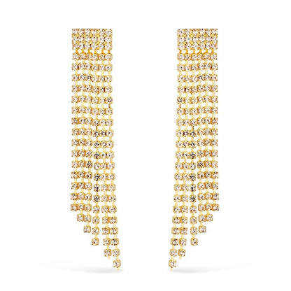 Brinco dourado luxo cascata de strass Cascade de Strass Simplicité