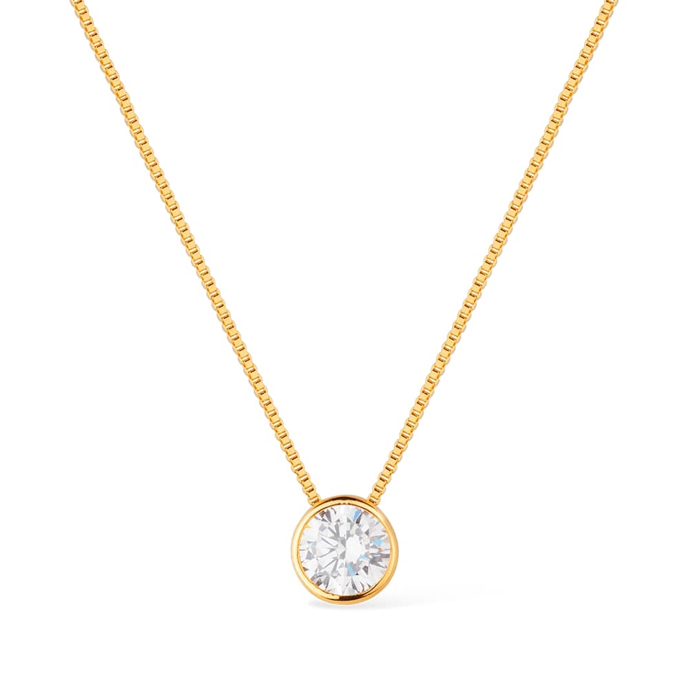 Colar dourado zircônia ponto de luz Étoile de Cristal Simplicité