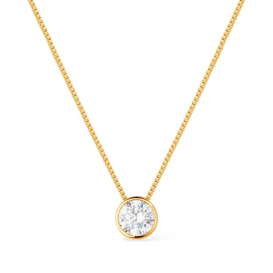 Colar dourado zircônia ponto de luz Étoile de Cristal Simplicité