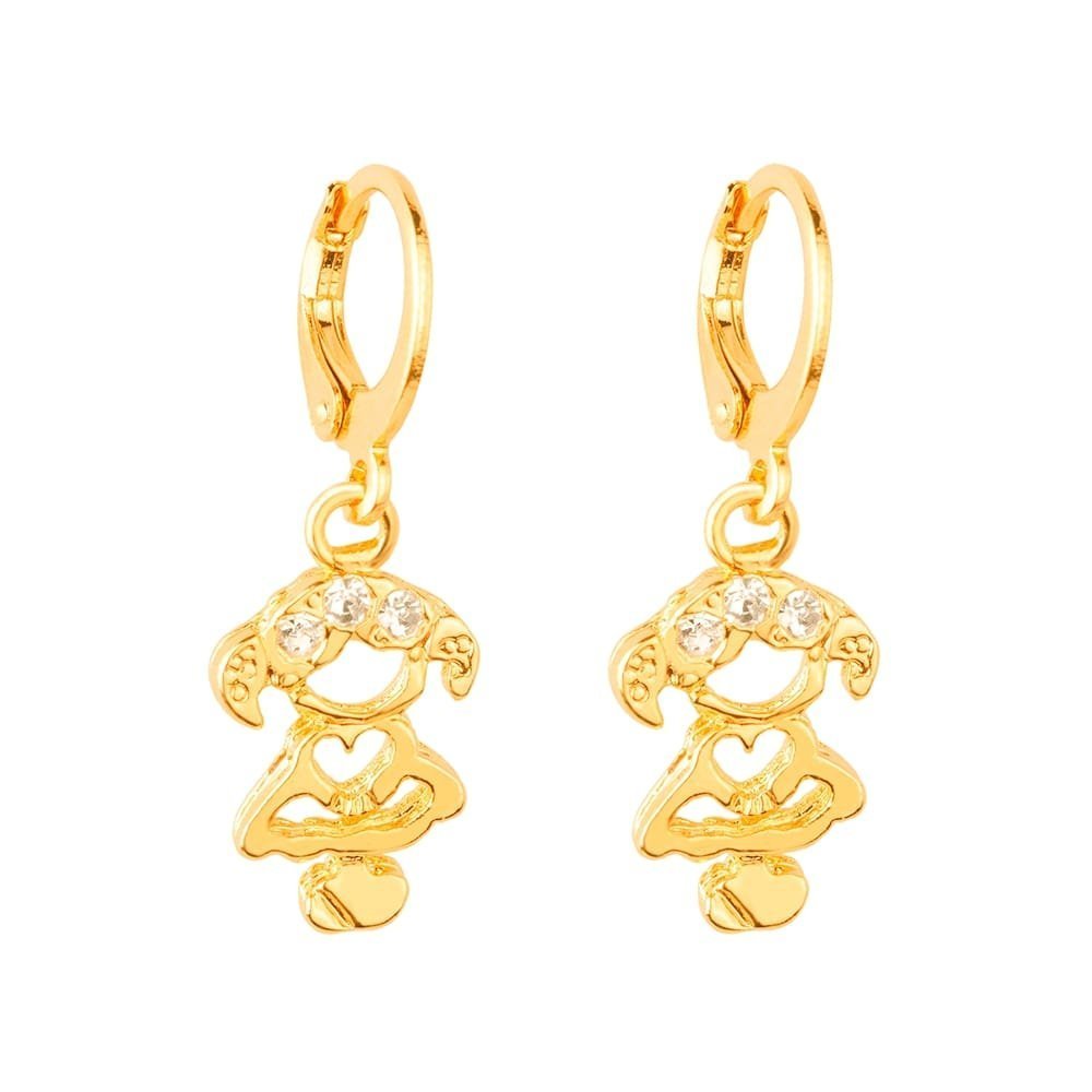 Brinco dourado argolinha alongada com zircônia Petite Princesse Simplicité