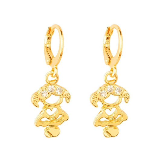 Brinco dourado argolinha alongada com zircônia Petite Princesse Simplicité
