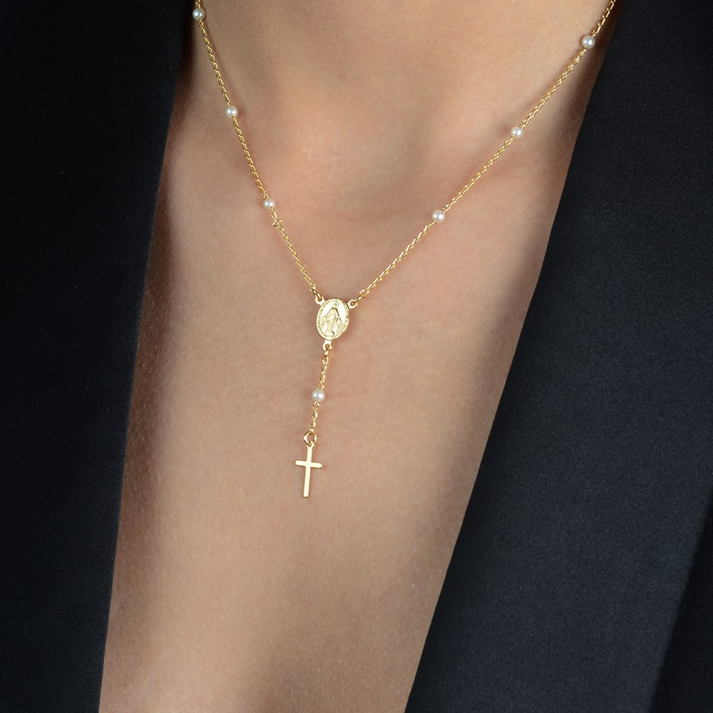 Colar dourado Chapelet Doré Simplicité em detalhe