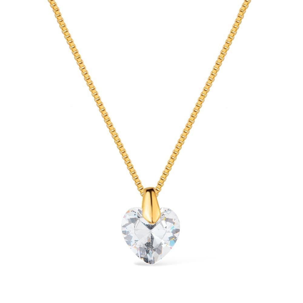 Colar dourado coração em cristal Cœur de Cristal Simplicité