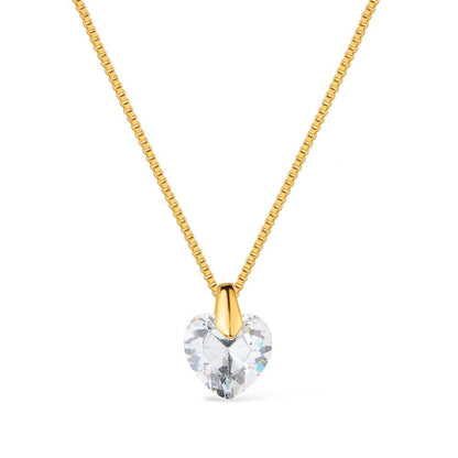 Colar dourado coração em cristal Cœur de Cristal Simplicité