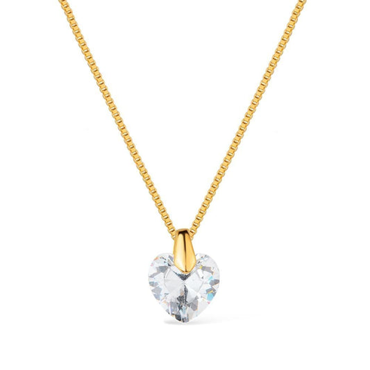 Colar dourado coração em cristal Cœur de Cristal Simplicité
