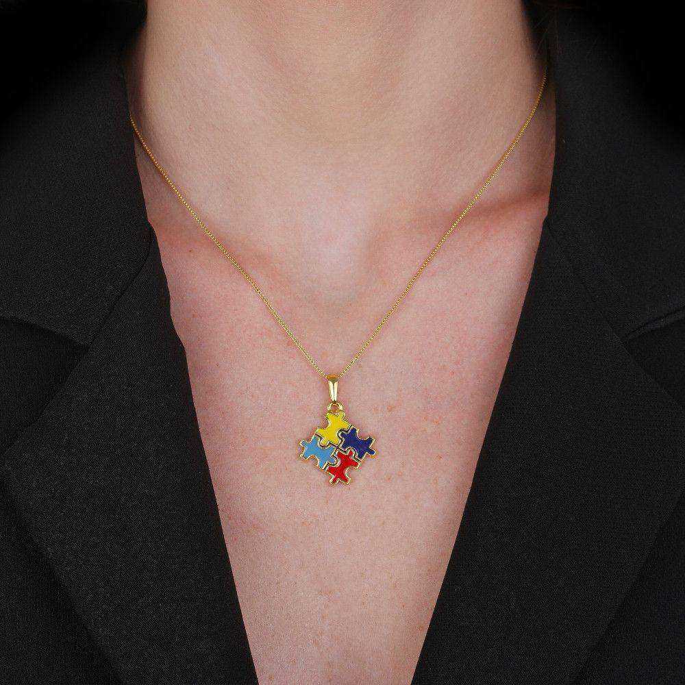 Detalhe pingente quebra-cabeça Puzzle du Cœur banho de ouro Simplicité