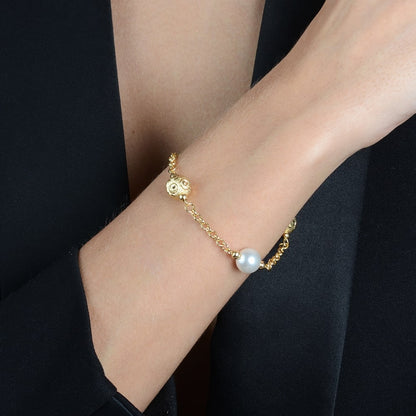 Pulseira dourada Maille Perlée Simplicité em detalhe