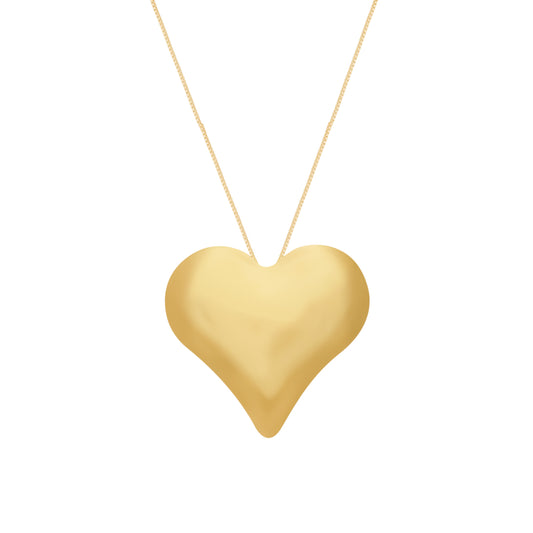 Colar dourado Grand Cœur Lisse Simplicité