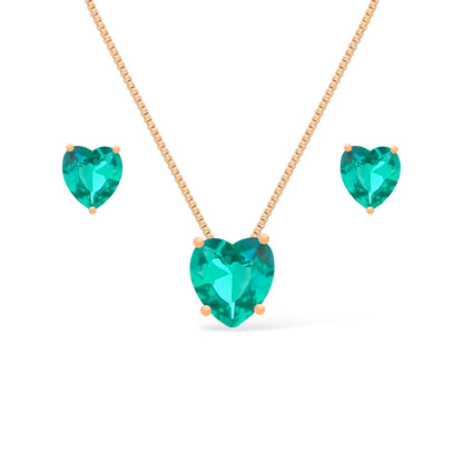Conjunto dourado Ensemble Cœur Émeraude Simplicité