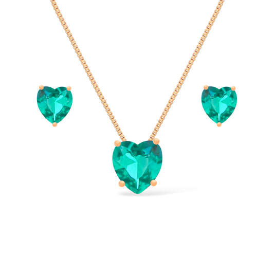 Conjunto dourado Ensemble Cœur Émeraude Simplicité