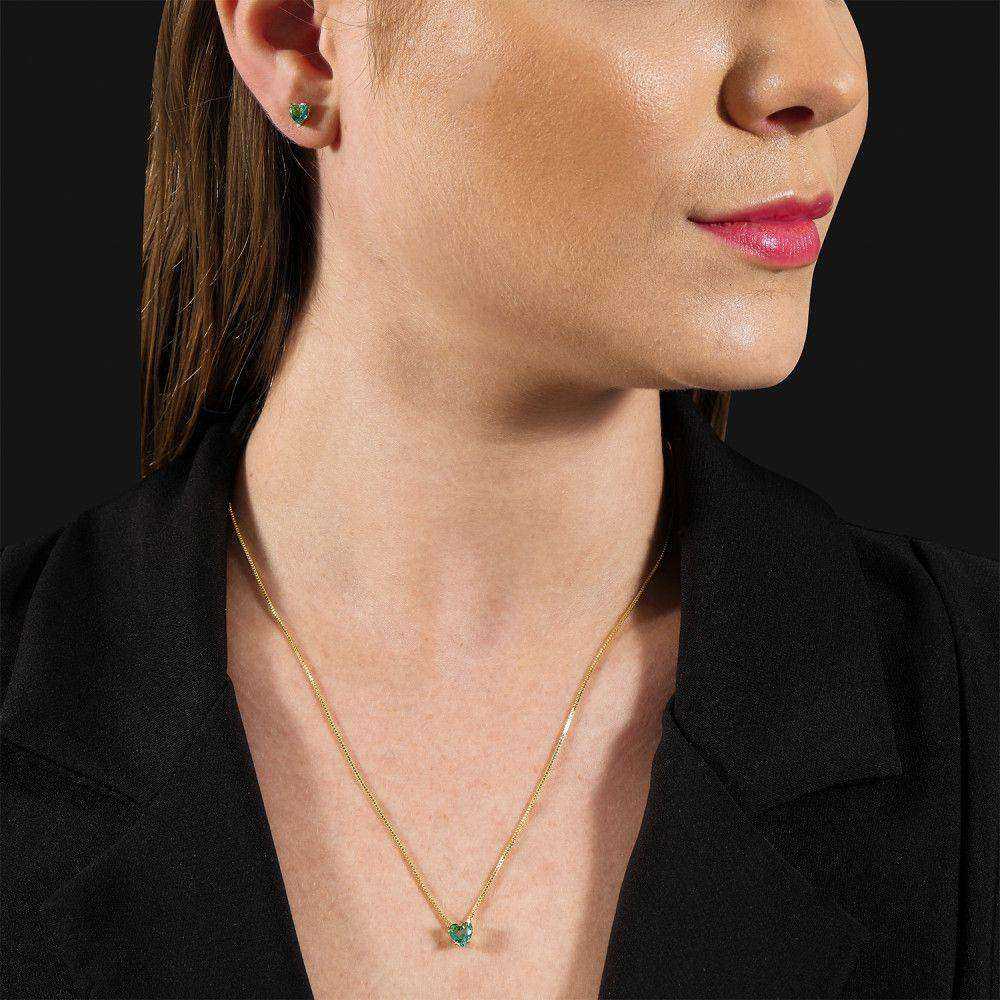 Conjunto dourado Ensemble Cœur Émeraude Simplicité em detalhe