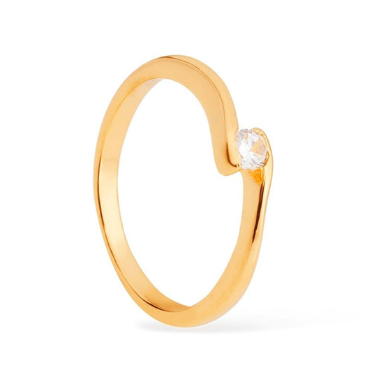 Anel dourado Bague Solitaire Éclat Simplicité
