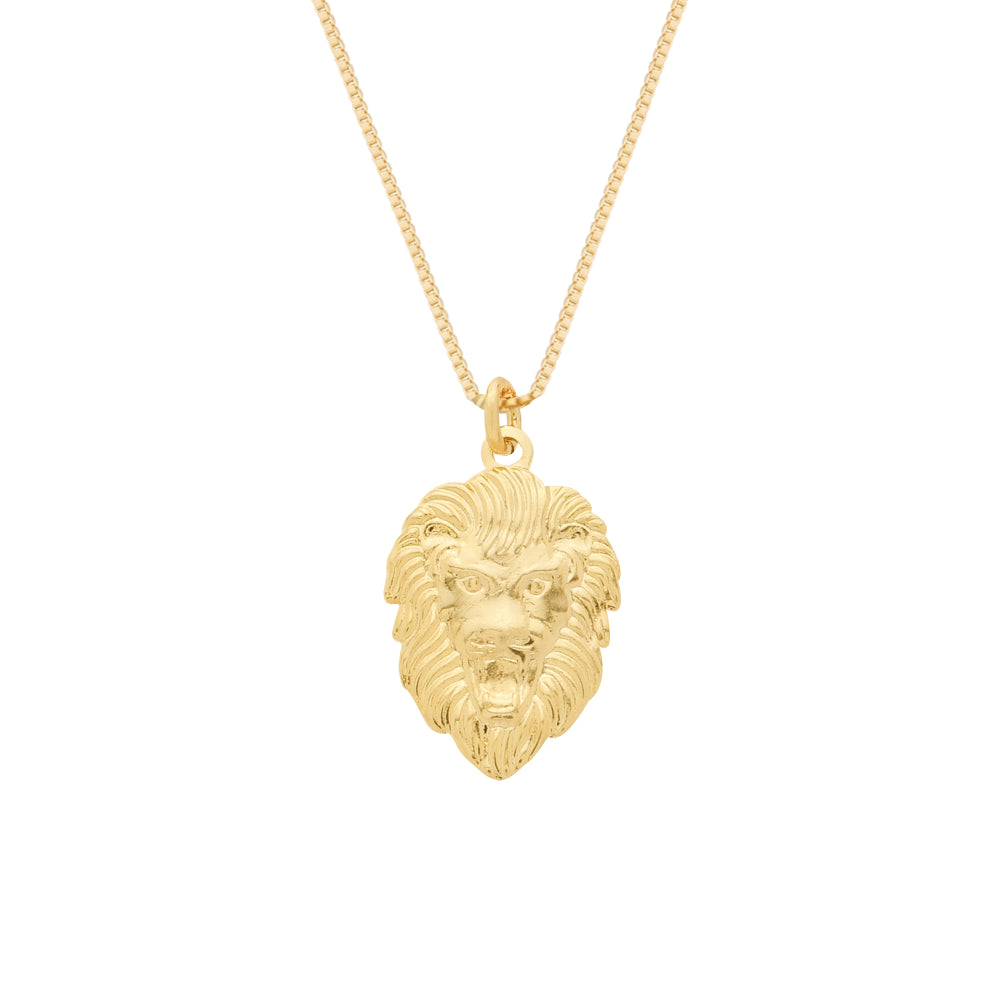 Colar dourado pingente leão Lion Royal Simplicité