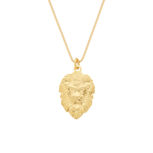 Colar dourado pingente leão Lion Royal Simplicité