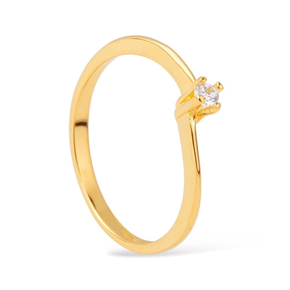 Anel dourado Bague Solitaire Délicate Simplicité
