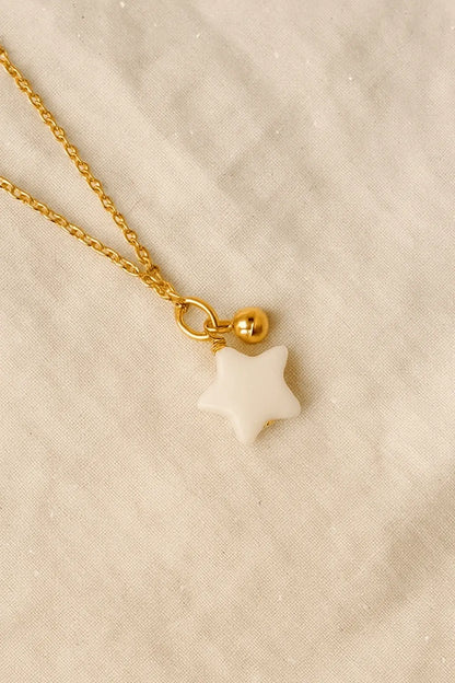 olar dourado pingente estrela madrepérola natural Prata 925 Simplicité