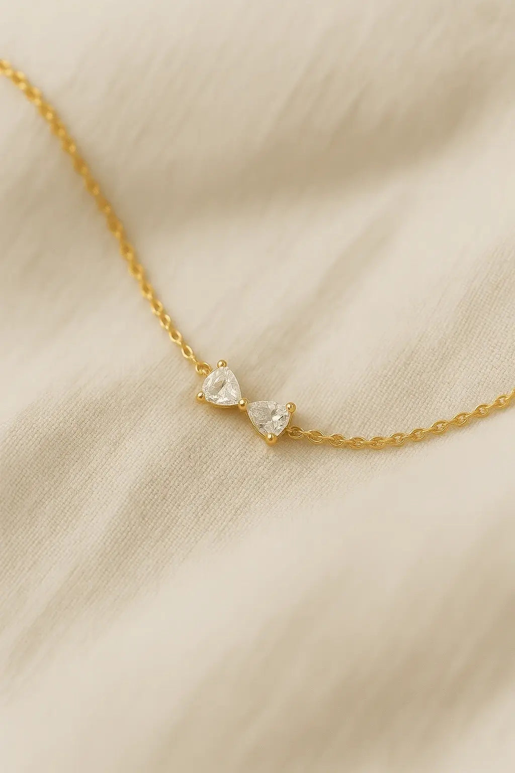 Pulseira dourada pingente de laço delicado Prata 925 Simplicité