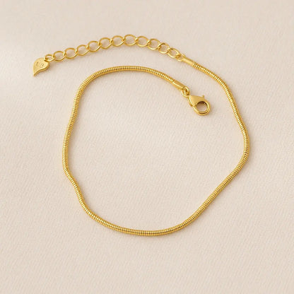 Tornozeleira dourada malha snake bone Prata 925 Simplicité